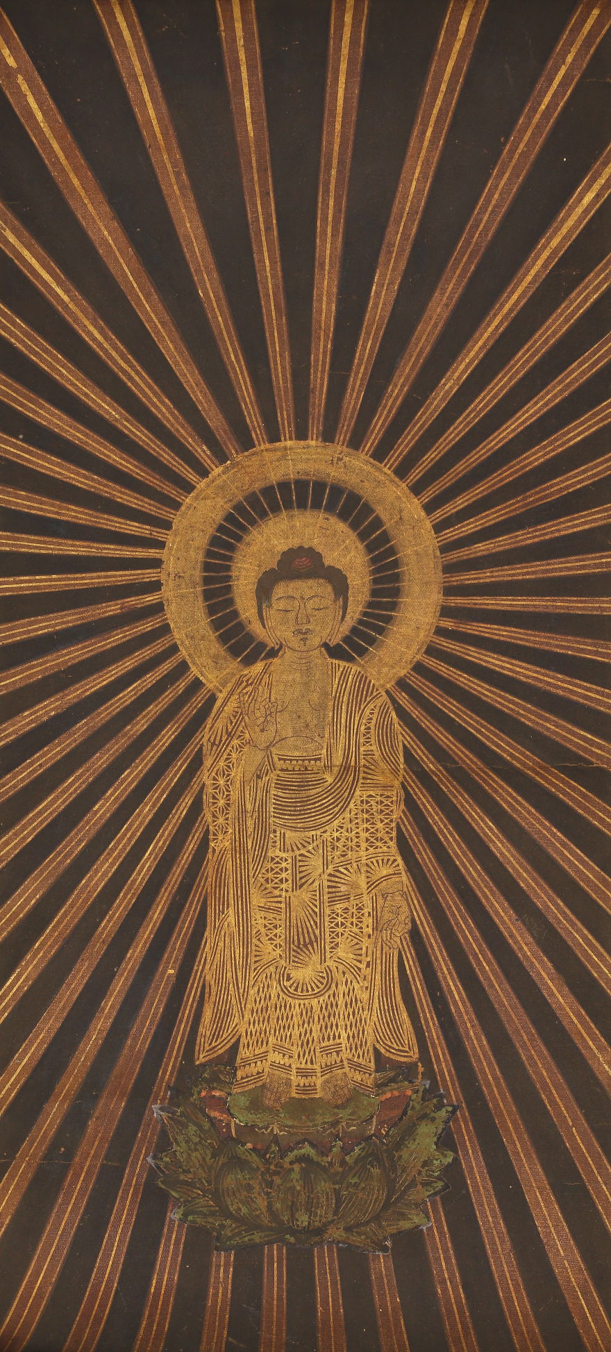 本如裏版 方便法身尊形図幅 阿弥陀如来 仏画 仏教 西本願寺19世 絹本絹