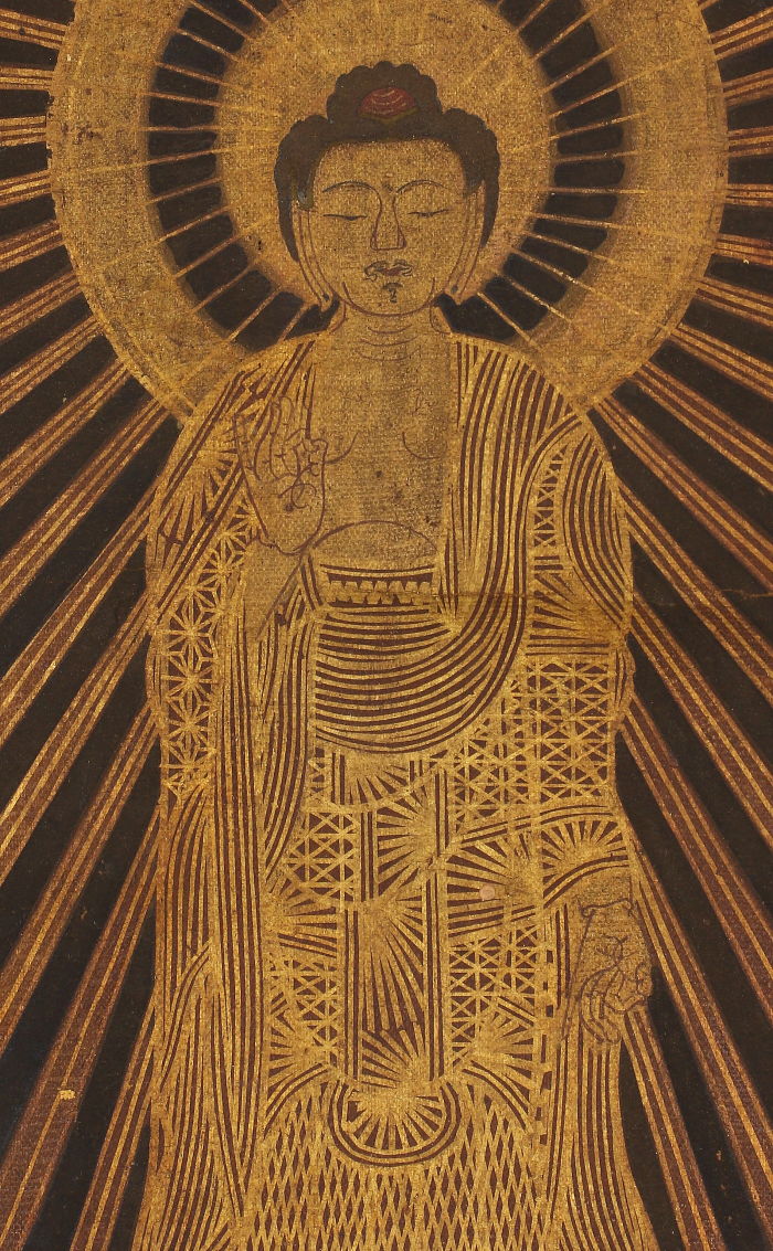 本如裏版 方便法身尊形図幅 阿弥陀如来 仏画 仏教 西本願寺19世 絹本絹