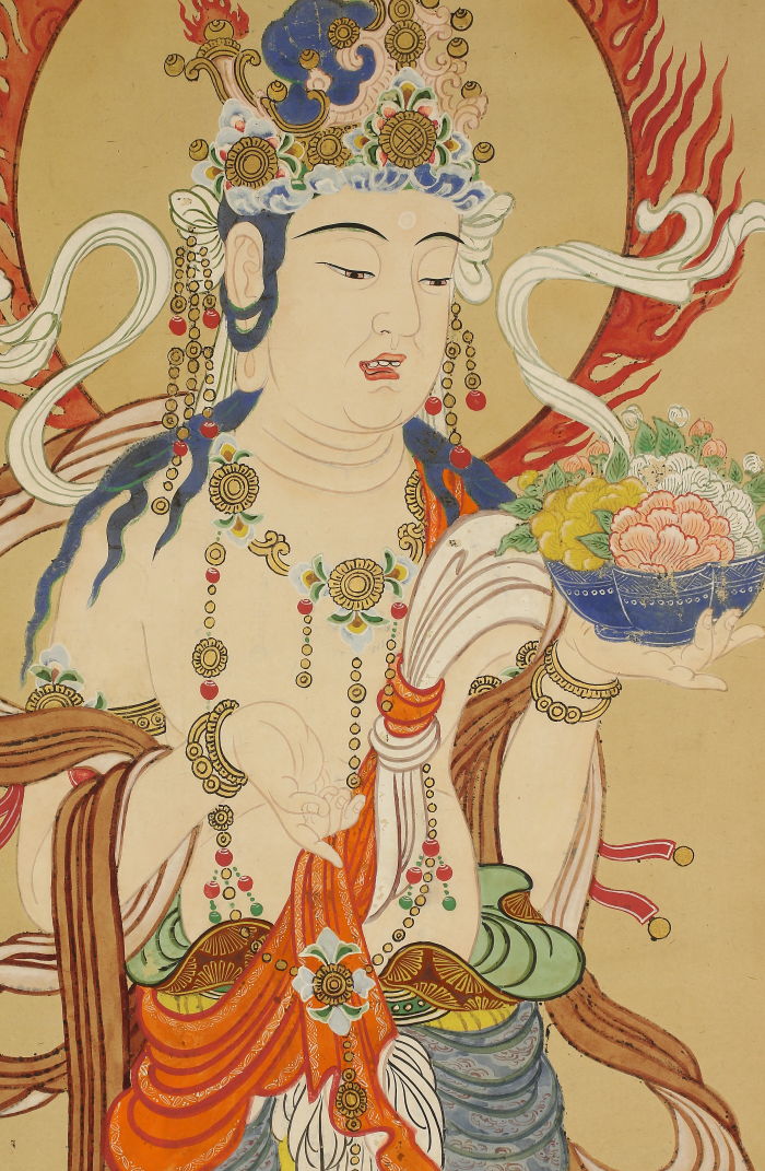 一灯】c7931 仏画 地天像 江戸時代 十二天 中国画（一灯c7931