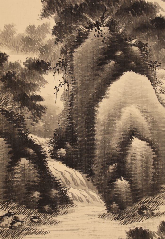 模写】【一灯】旧家買取品 c8208〈春里 美旨〉山水図
