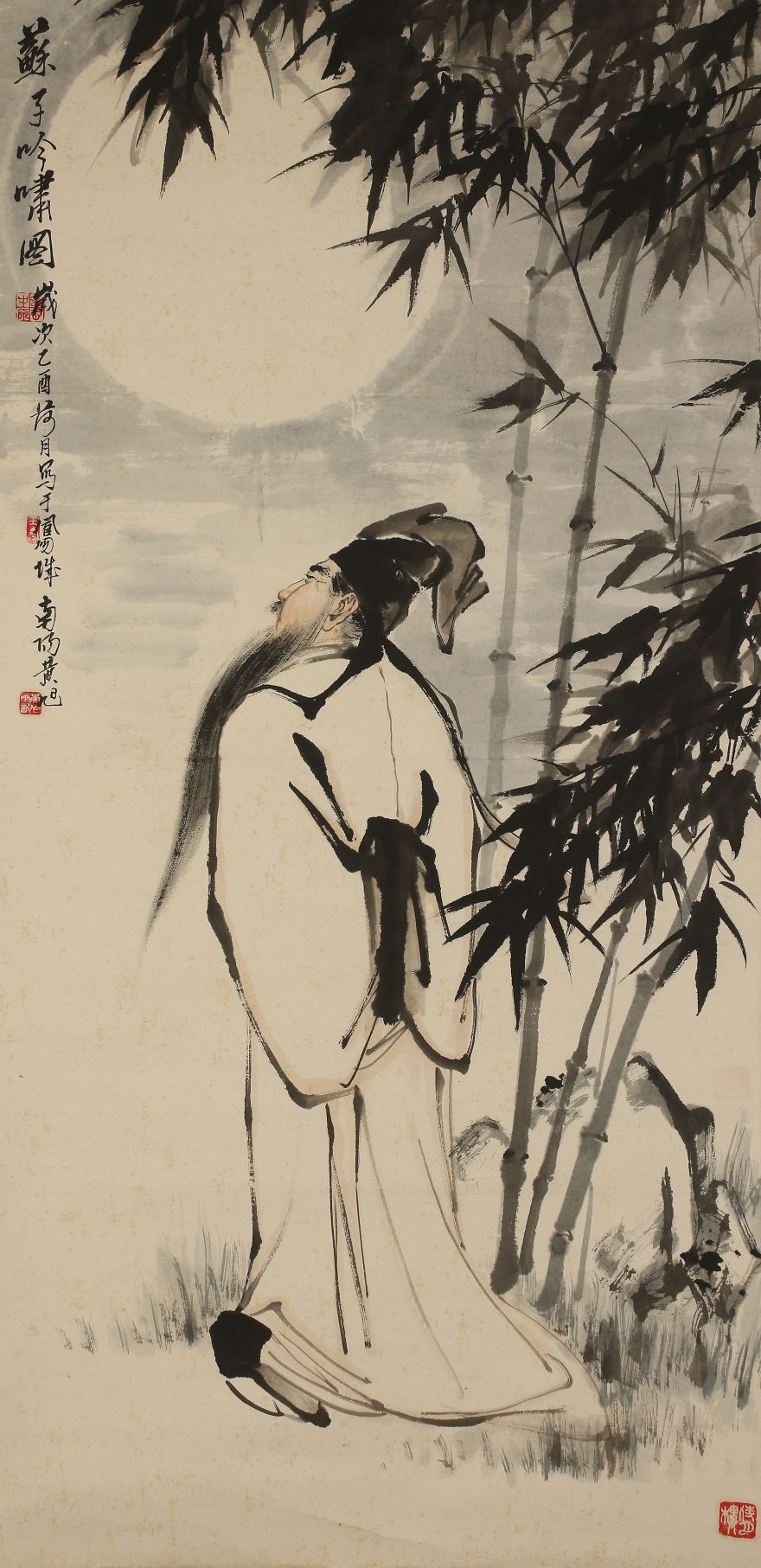 かわいい！ 模写】【一灯】c8368〈黄旭〉蘇子吟嘯図 中国画 河南唐河｜絵画 絵画