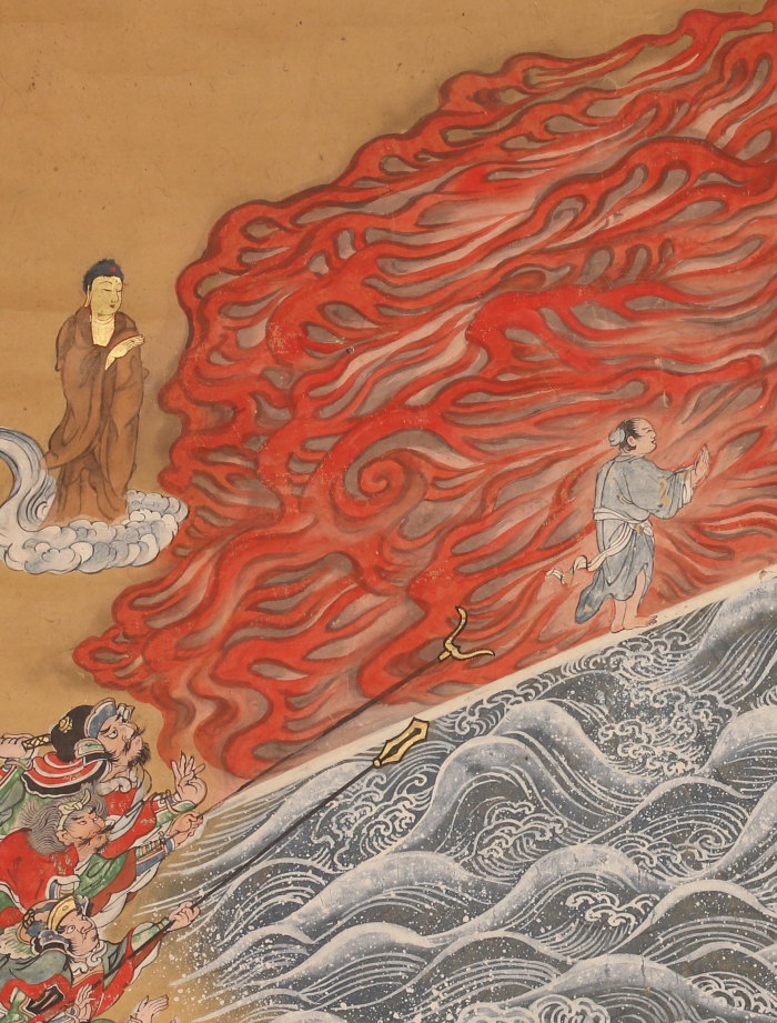 【伝来】az3402 仏画 二河白道図 浄土宗 极楽浄土 中国画