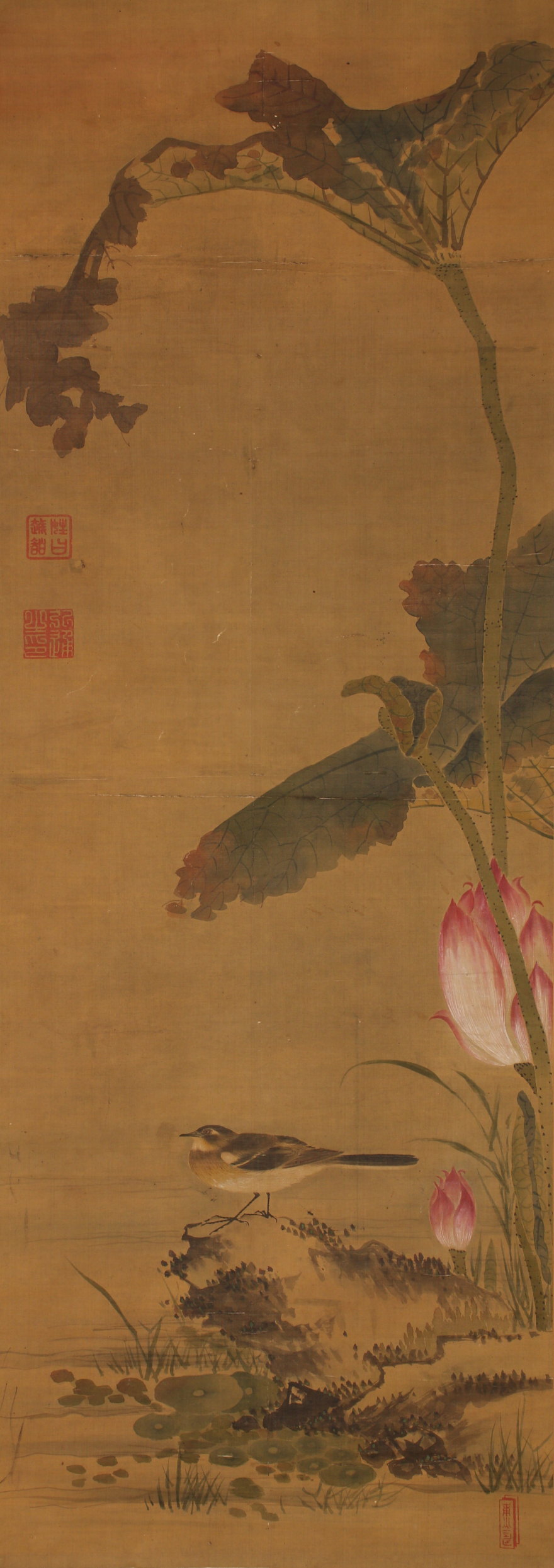 福原五岳/萩花に蝶図/花図/花鳥図/掛軸/名家伝来/AD-102 美術品