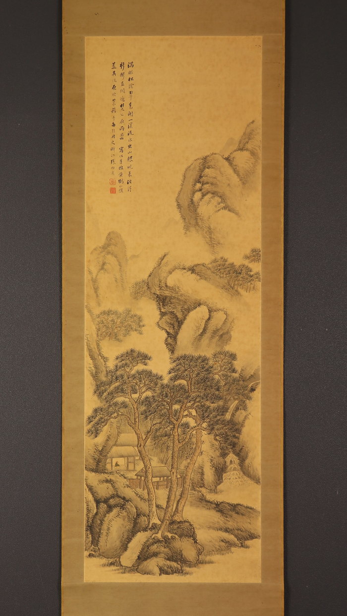 【模写】【伝来】az7709〈张伯英〉山水画賛 中国画 勺圃