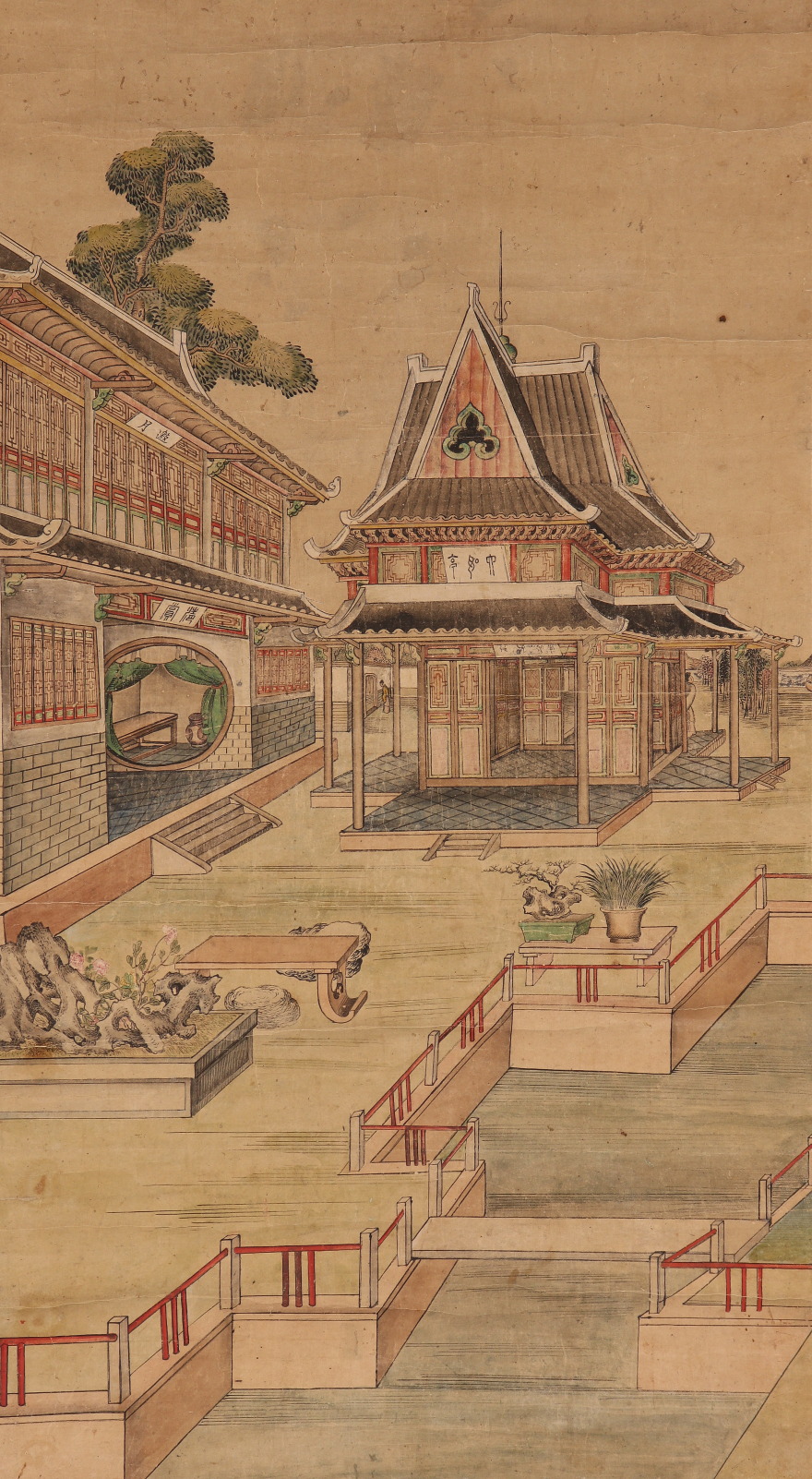 【伝来】b1398 宫廷図 朝鲜 李朝 韩国 中国画