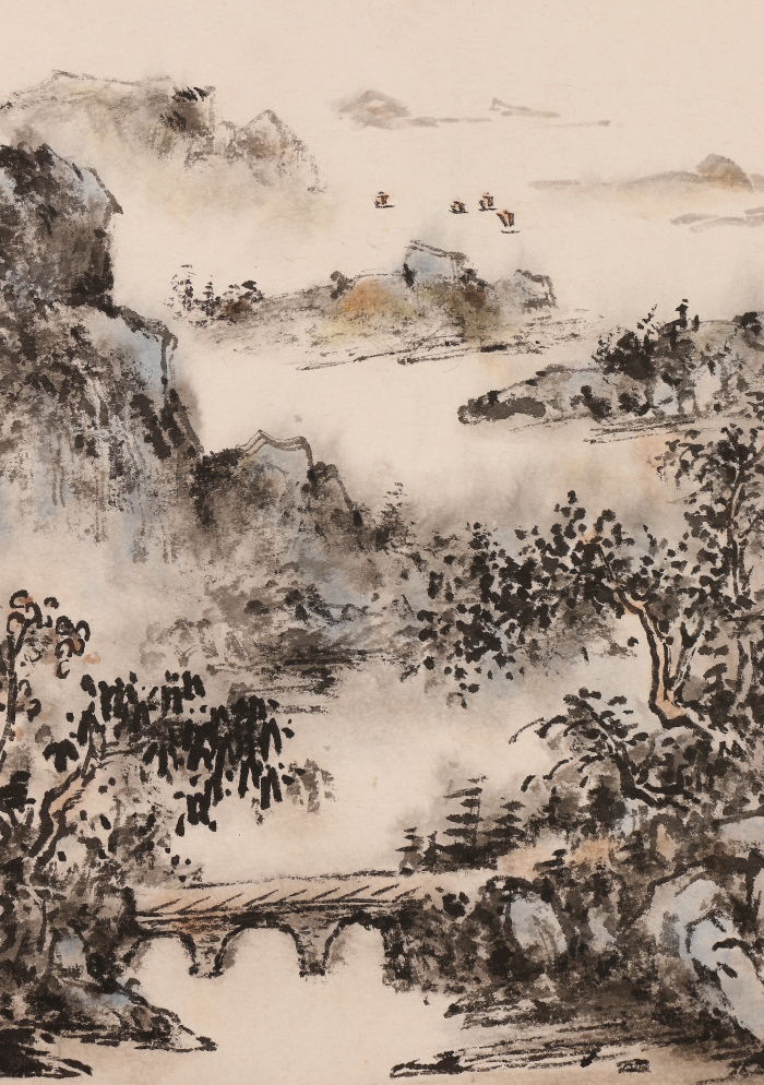 【模写】【伝来】b1878〈李秋水〉山水画賛 中国画