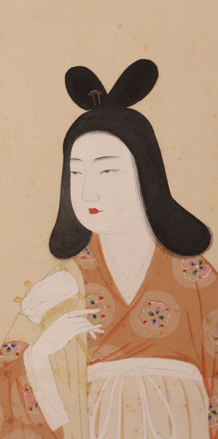 b2429〈菊池契月〉美人図「呉织汉织女神」 共箱 二重箱 菊池芳文师事