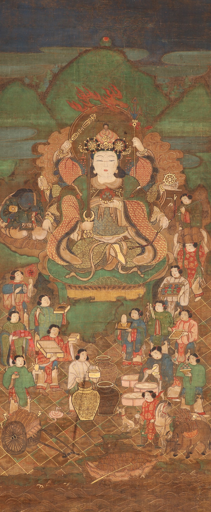 中国 王元珍 張京生 天女 1988 リトグラフ 仏画 中国画 額装 伝来】B3287 仏画 弁財天曼茶羅 中国画｜ホビー、カルチャー