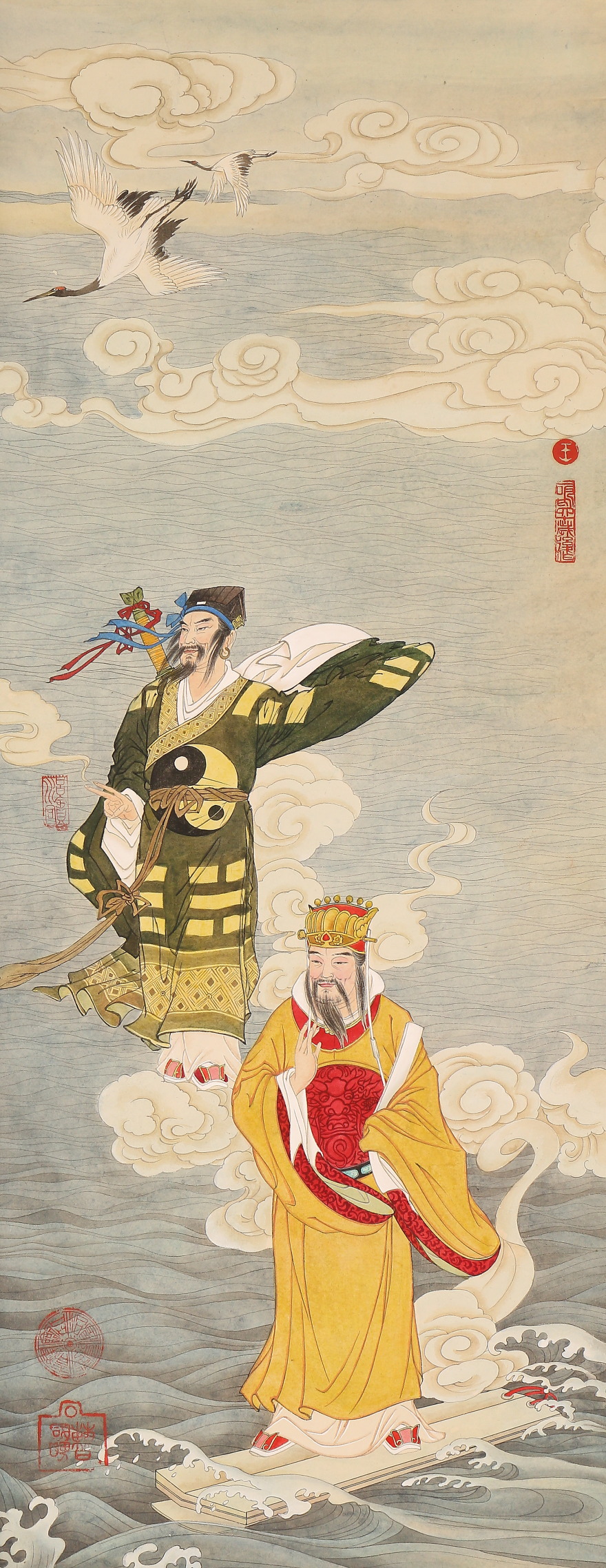 【模写】【伝来】b5566 三幅対 仙人図 中国画