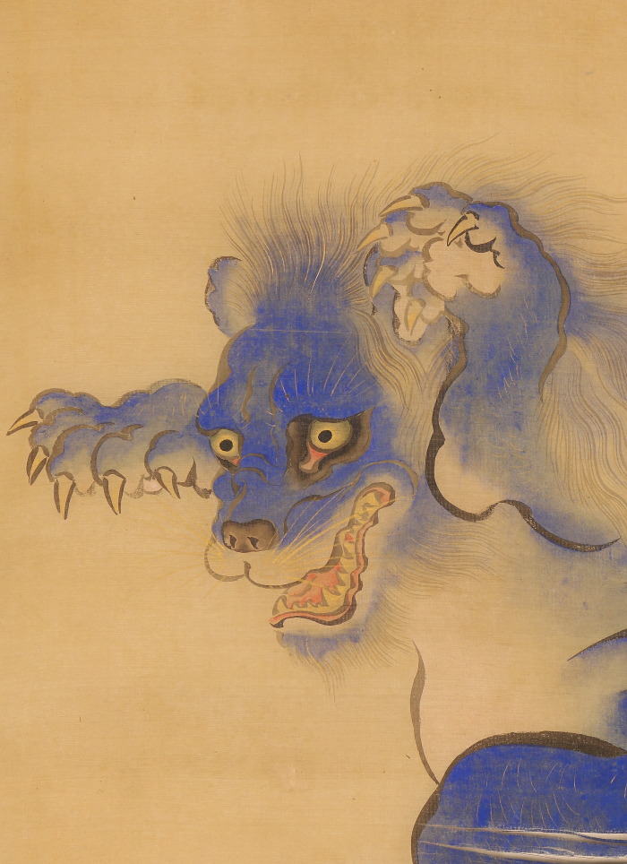 【模写】【伝来】b6000〈铃木其一〉青狮子図 マクリ 酒井抱一门下