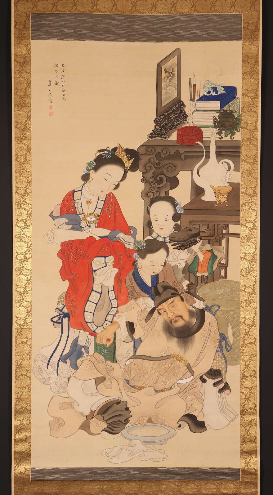 【模写】【伝来】b8122〈渡辺崋山〉大幅 唐人物図 文人画大家 江戸