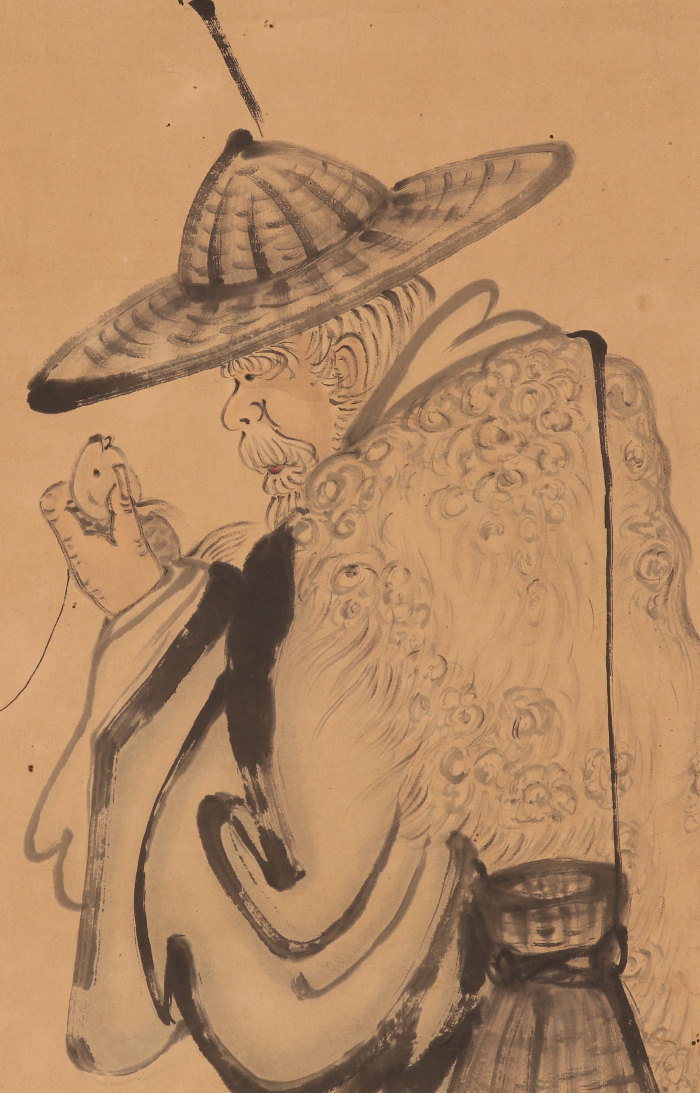 【模写】【伝来】b8157〈张品三〉渔夫図 中国画