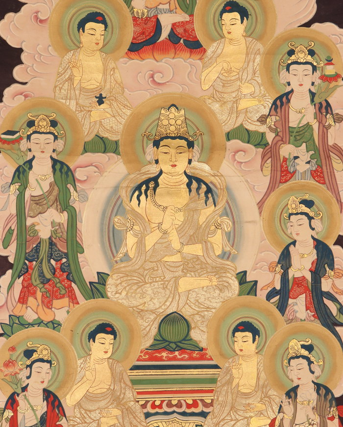 【伝来】b8235 仏画 十三佛来迎図 中国画