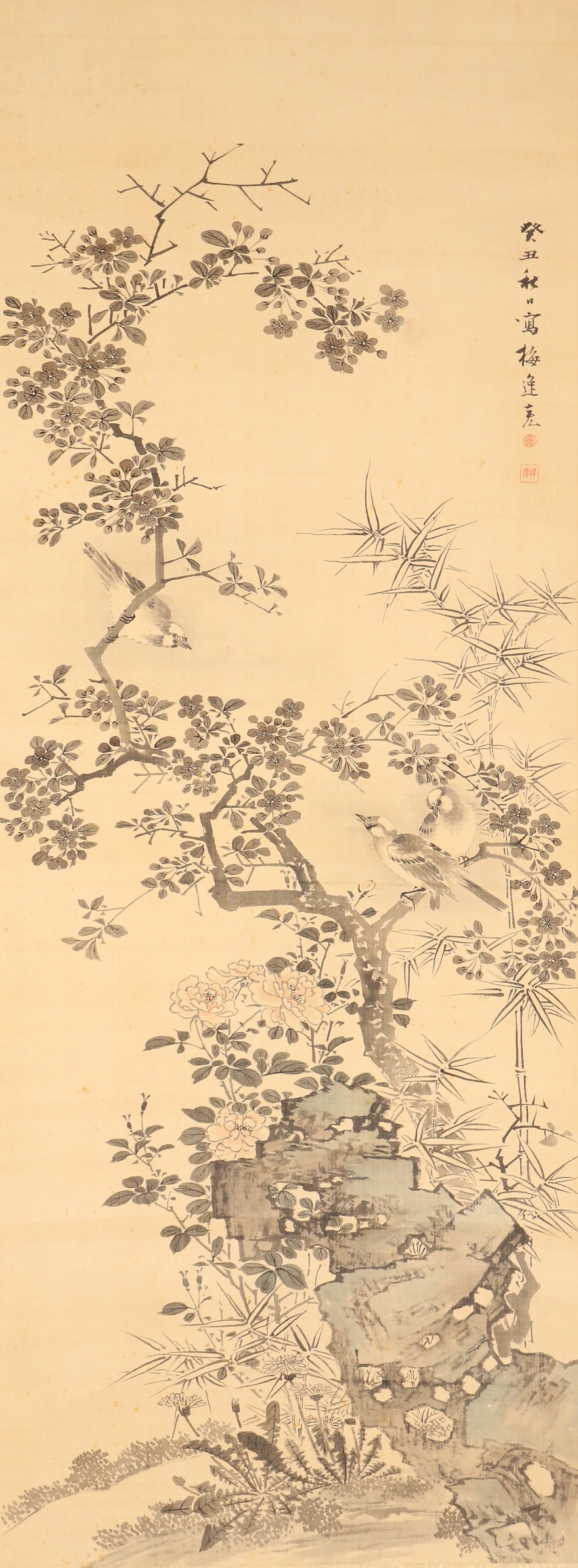 山本 梅 逸 模写 伝来 B8380 山本梅逸 花鳥図 南画家 江戸時代 名古屋