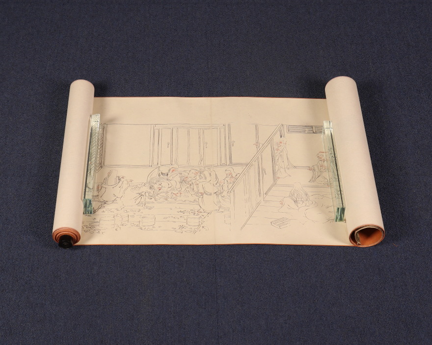 【模写】【伝来】b8533〈田中久治〉巻物 饿鬼草纸図 织田観潮极书き