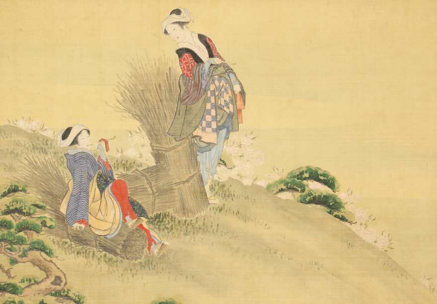 【真作】藍川/元禄美人図/美人図/浮世絵/掛軸/名家伝来/AC-613 真作】藍川/元禄美人図/美人図/浮世絵/掛軸/名家伝来/AC-613