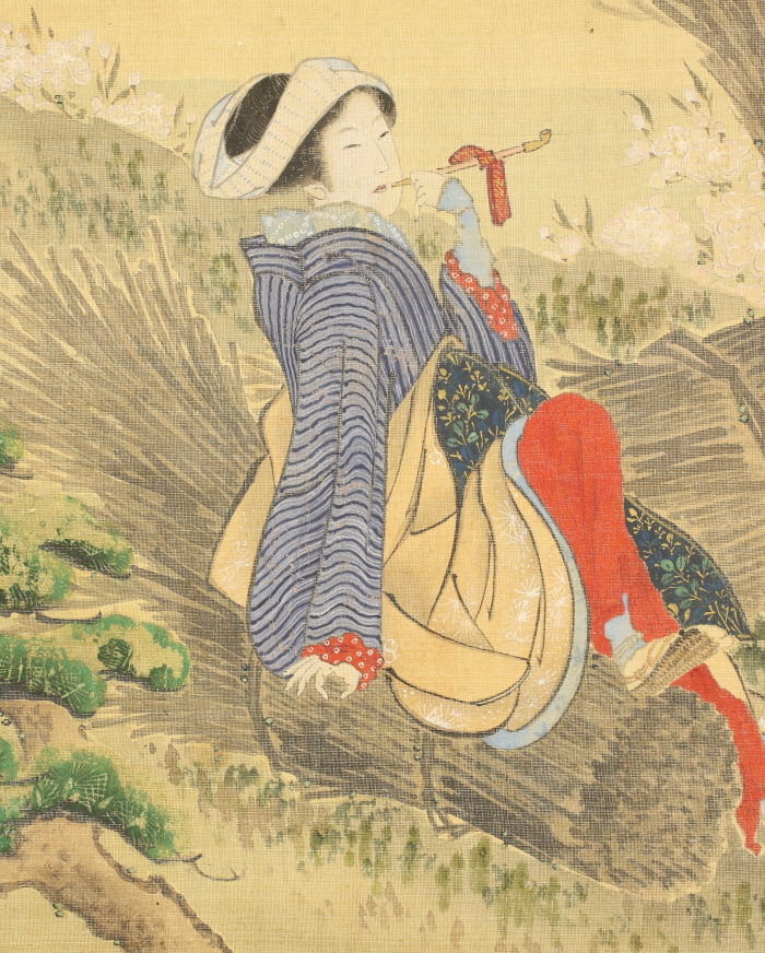 【真作】藍川/元禄美人図/美人図/浮世絵/掛軸/名家伝来/AC-613 真作】藍川/元禄美人図/美人図/浮世絵/掛軸/名家伝来/AC-613