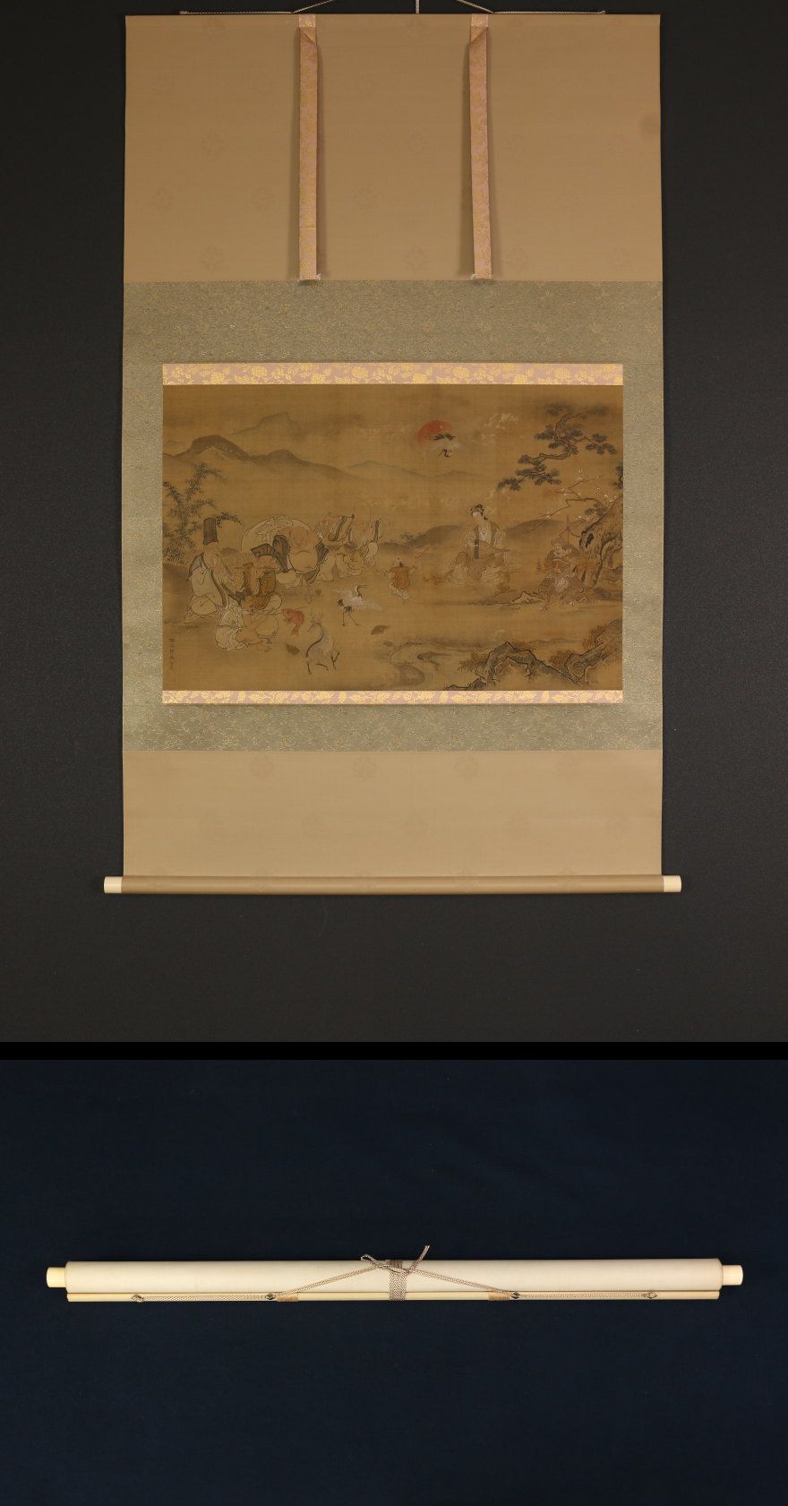 模写】【伝来】f5788〈狩野探幽〉大幅 七福神図 江戸前期 鍛冶橋