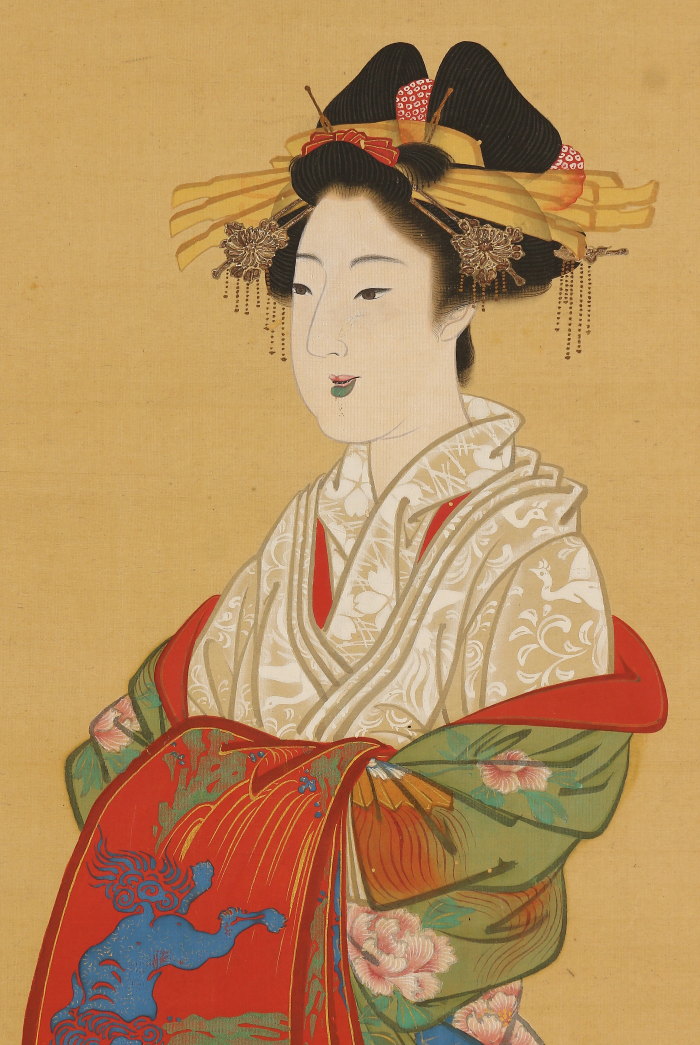 伝統的な老人と美女の人物像の絵画イラン製 Kitao Masanobu (Santō Kyōden) 北尾政演 (山東京伝) | A New