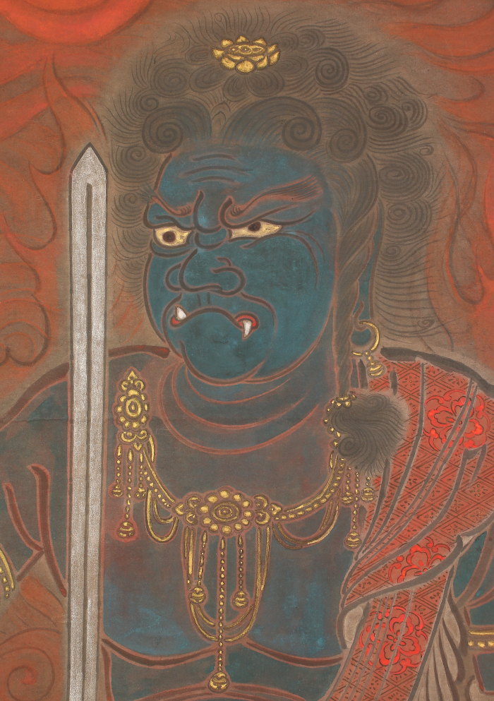 【伝来】f9597 大幅 仏画 不动明王像 中国画 太巻