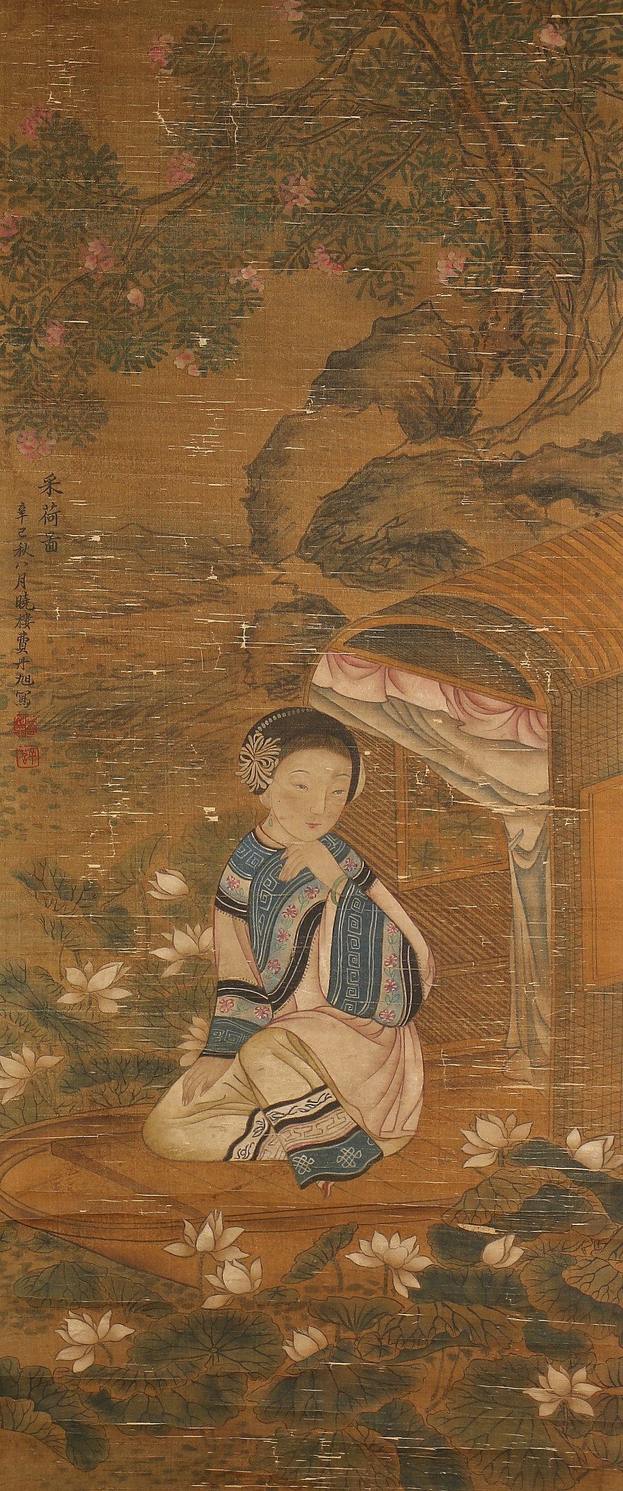模写】【伝来】委託品 f9823〈費丹旭〉唐美人図 中国画｜日本画